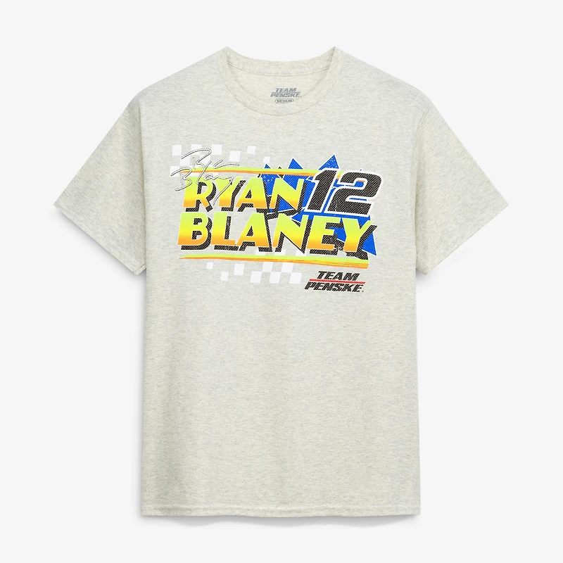 Men's Team Penske  Heather Oatmeal Ryan Blaney #12 Peak T-Shirt