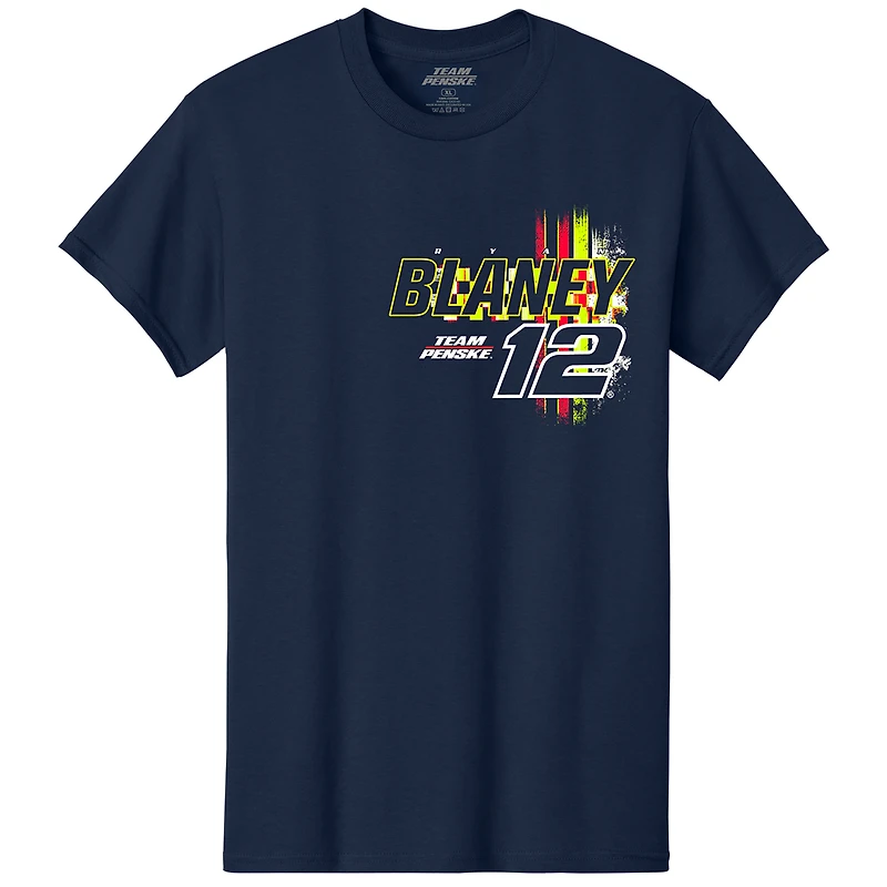 T-shirt bleu marine pour homme de l'équipe Penske, Ryan Blaney, Menards Car