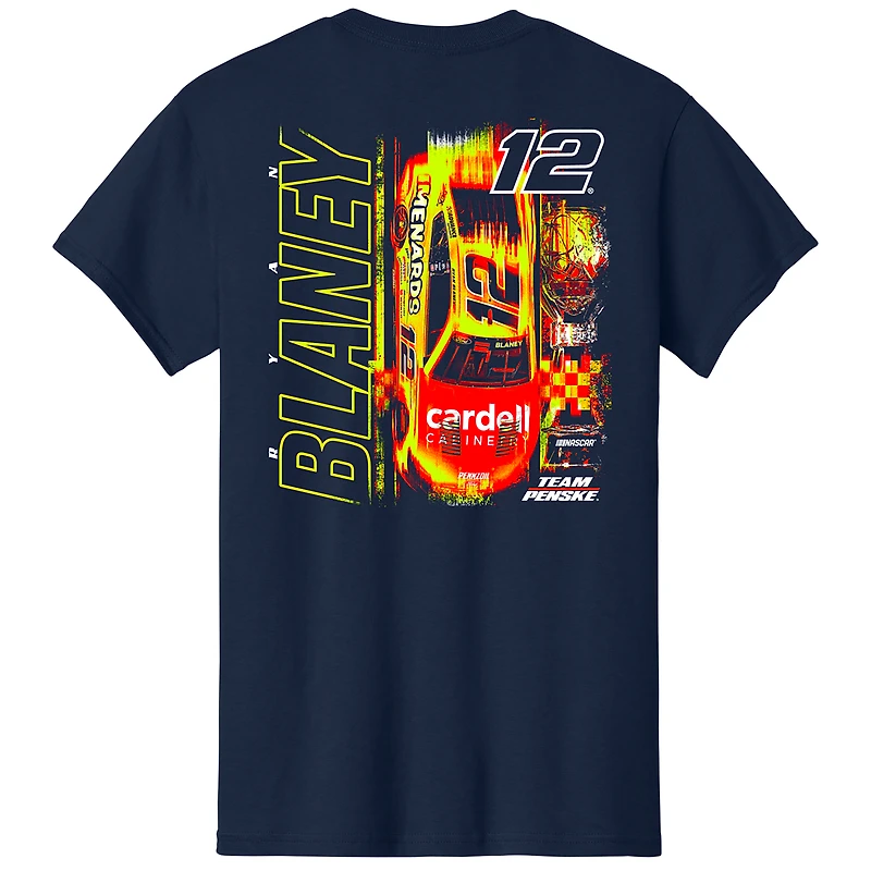 T-shirt bleu marine pour homme de l'équipe Penske, Ryan Blaney, Menards Car
