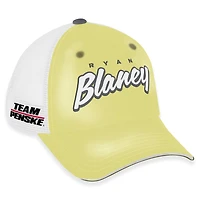 Women's Checkered Flag Sports Yellow/White Ryan Blaney Pit Box Adjustable Trucker Hat