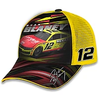 Youth Checkered Flag Sports Yellow Ryan Blaney Menards Trucker Adjustable Hat