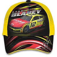 Youth Checkered Flag Sports Yellow Ryan Blaney Menards Trucker Adjustable Hat