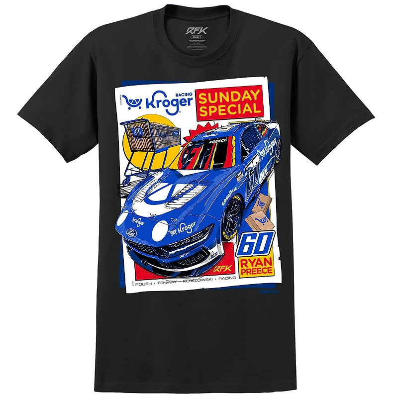 T-shirt noir pour homme avec voiture Ryan Preece Kroger