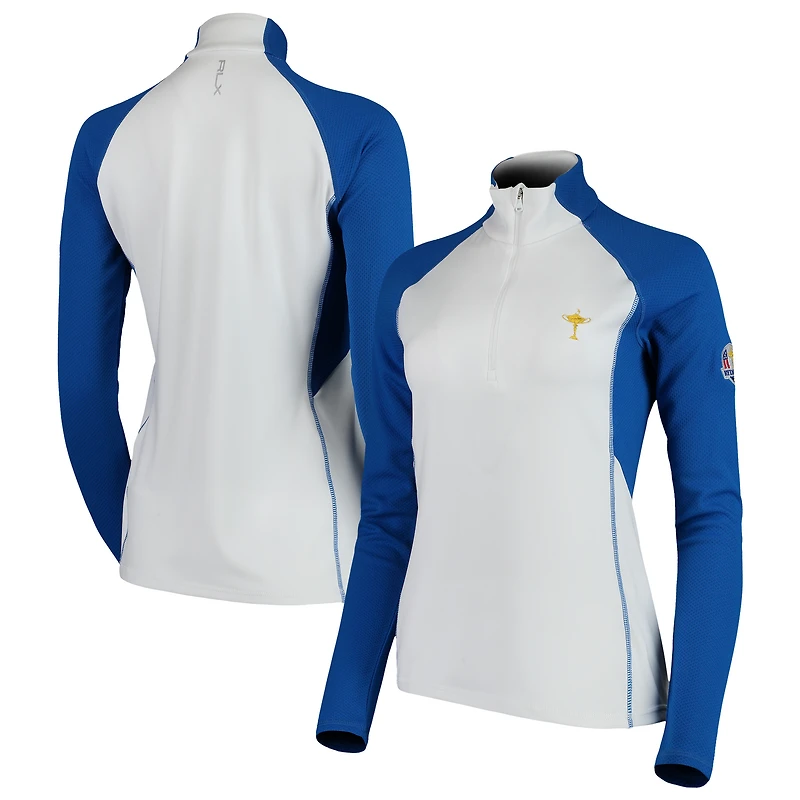 Veste pull raglan à demi-zip pour femme RLX blanche 2018 Ryder Cup Trophy Collection
