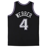 Maillot réplique Mitchell & Ness noir de Chris Webber, Sacramento Kings, saison 2000-2001, autographié et portant l'inscription « HOF 21 ».