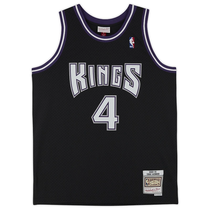 Maillot réplique autographié par Chris Webber des Sacramento Kings de Mitchell & Ness 2000-01 avec inscription « HOF 21 »