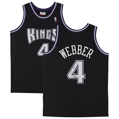 Maillot réplique autographié par Chris Webber des Sacramento Kings de Mitchell & Ness 2000-01 avec inscription « HOF 21 »