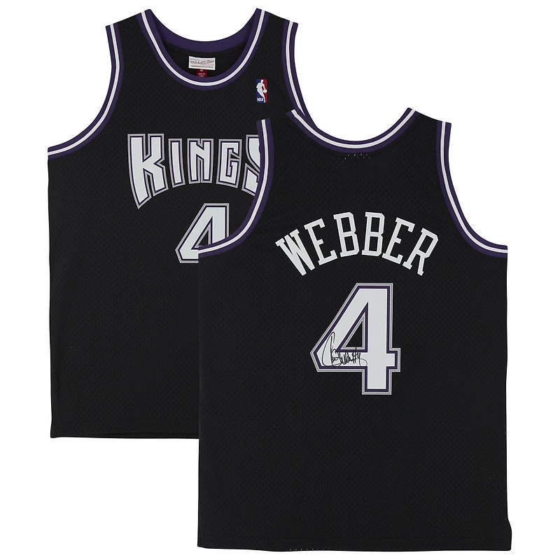 Maillot réplique autographié Mitchell & Ness 2000-01 des Sacramento Kings par Chris Webber Black