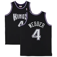 Maillot réplique autographié Mitchell & Ness 2000-01 des Sacramento Kings par Chris Webber Black