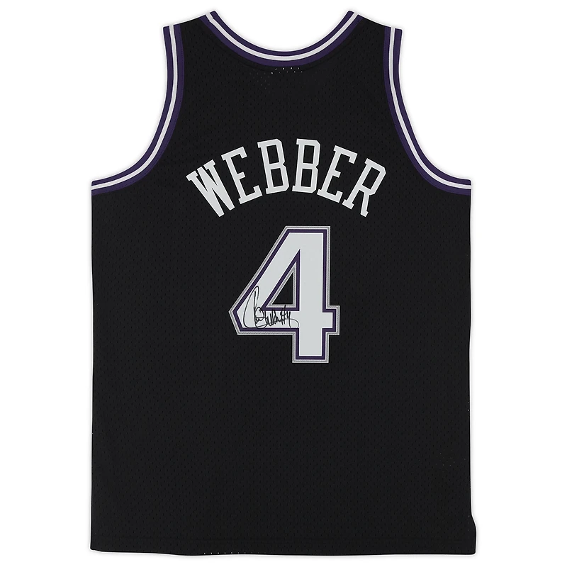 Maillot réplique autographié Mitchell & Ness 2000-01 des Sacramento Kings par Chris Webber Black