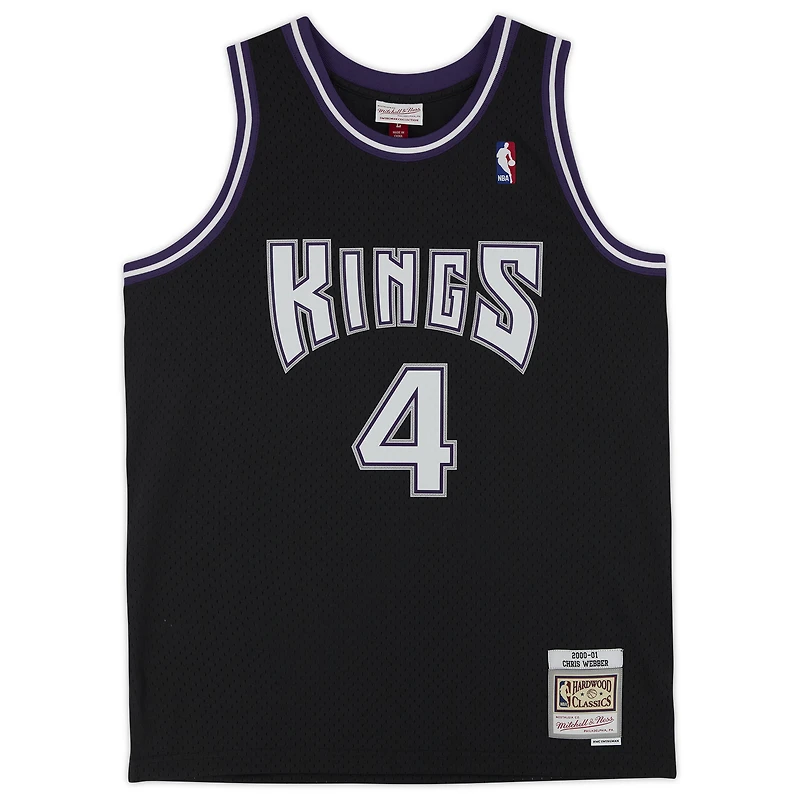 Maillot réplique autographié Mitchell & Ness 2000-01 des Sacramento Kings par Chris Webber Black