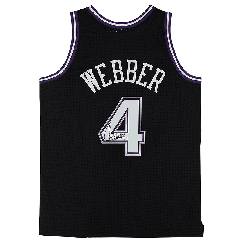 Maillot réplique autographié Mitchell & Ness 2000-01 des Sacramento Kings par Chris Webber Black
