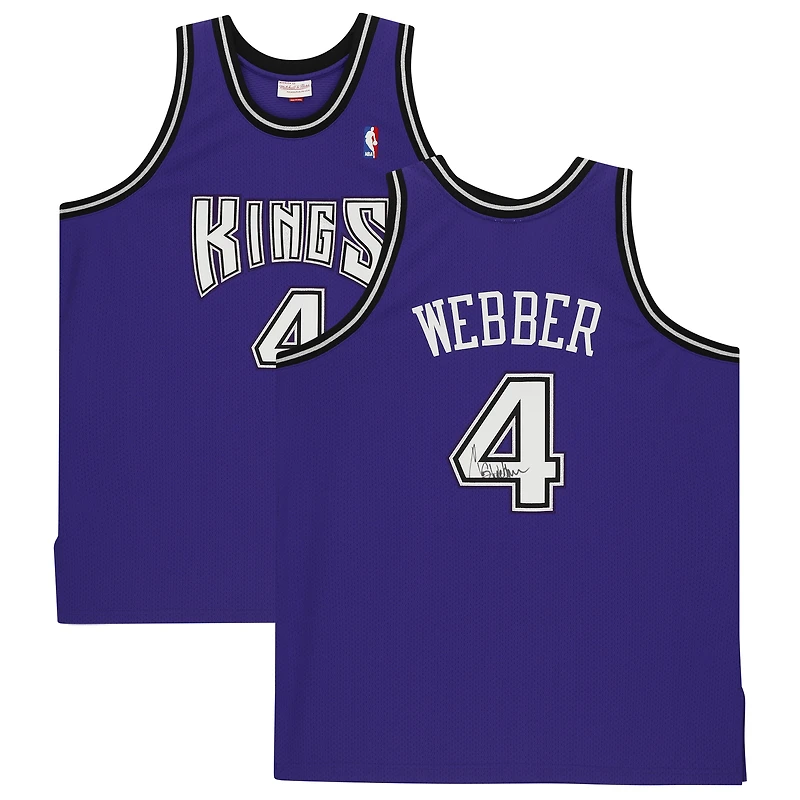 Maillot authentique dédicacé Mitchell & Ness violet Sacramento Kings 1998-99 de Chris Webber