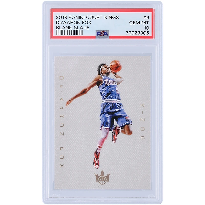 De'Aaron Fox Sacramento Kings 2019-20 Panini Court Kings Blank Slate Case Hit #6 PSA Carte authentifiée 10