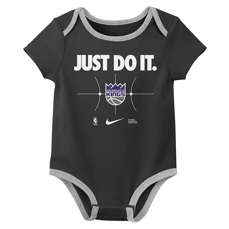 Ensemble de deux bodies Nike Just Do It violet/noir pour bébé des Sacramento Kings