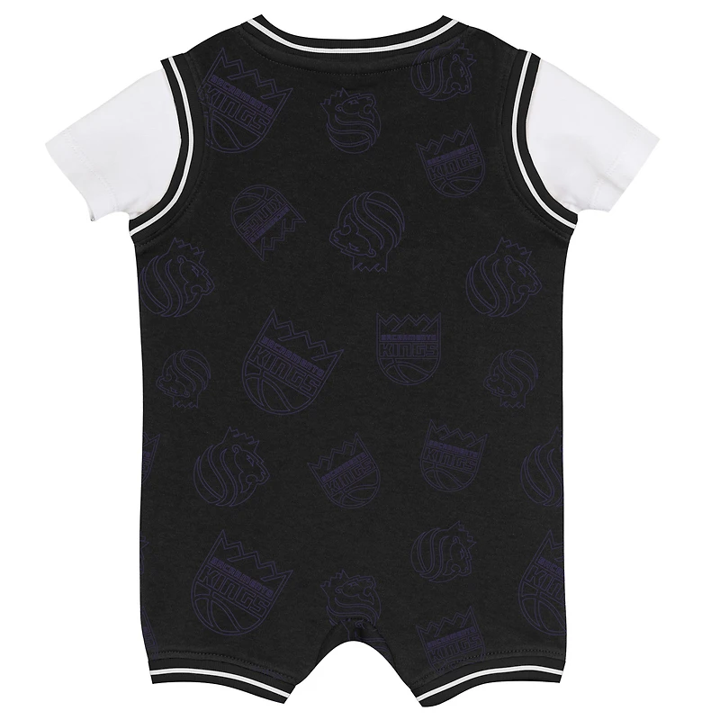 Barboteuse noire avec logo Sacramento Kings pour bébé Outerstuff