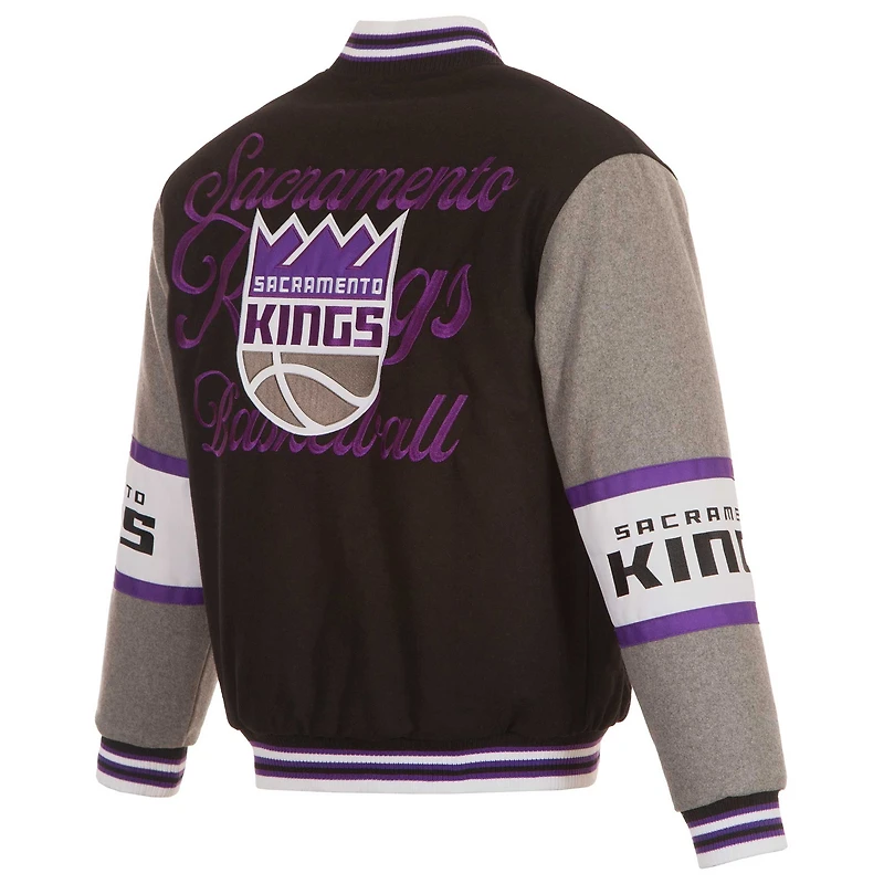 Veste réversible en laine entièrement zippée pour homme JH Design Black Sacramento Kings