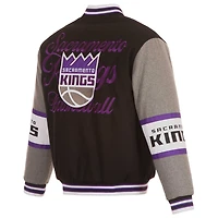 Veste réversible en laine entièrement zippée pour homme JH Design Black Sacramento Kings
