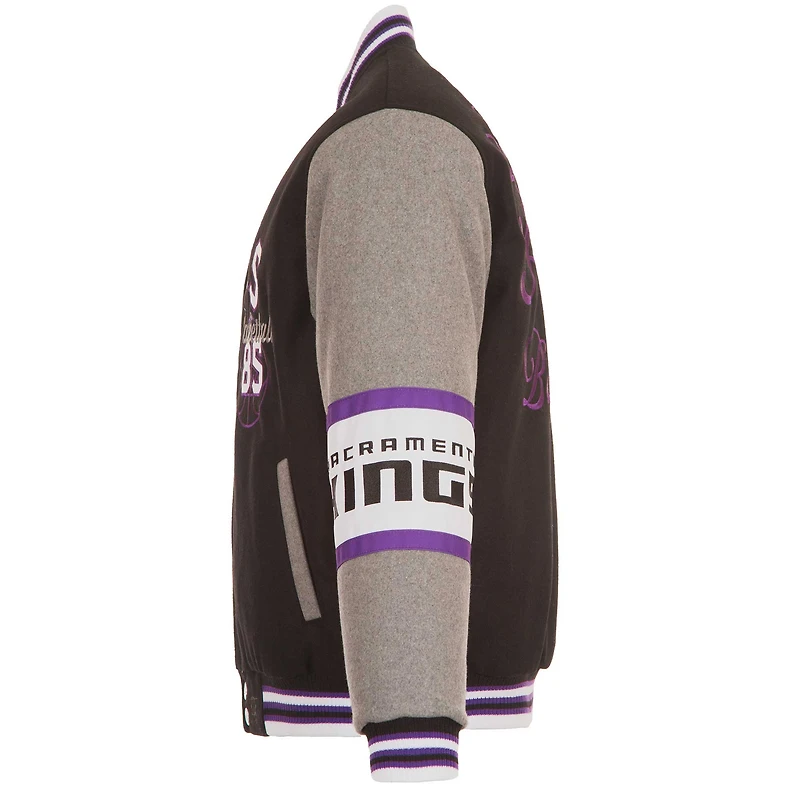 Men's JH Design Black Sacramento Kings Reversible Wool Full-Zip Jacket