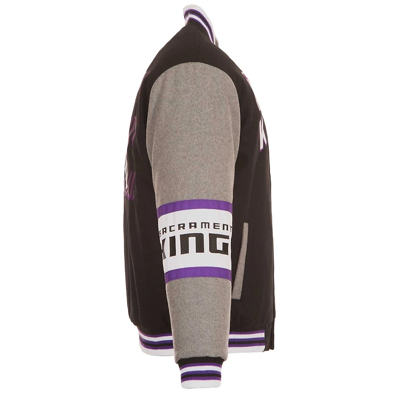 Men's JH Design Black Sacramento Kings Reversible Wool Full-Zip Jacket