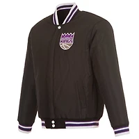 Veste réversible en laine entièrement zippée pour homme JH Design Black Sacramento Kings