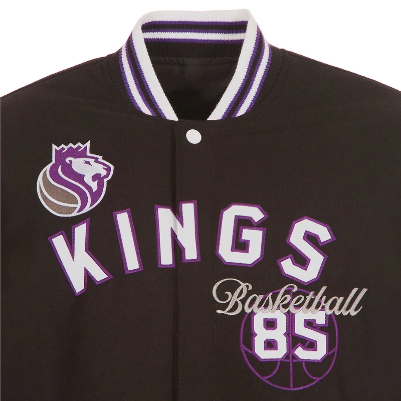 Men's JH Design Black Sacramento Kings Reversible Wool Full-Zip Jacket
