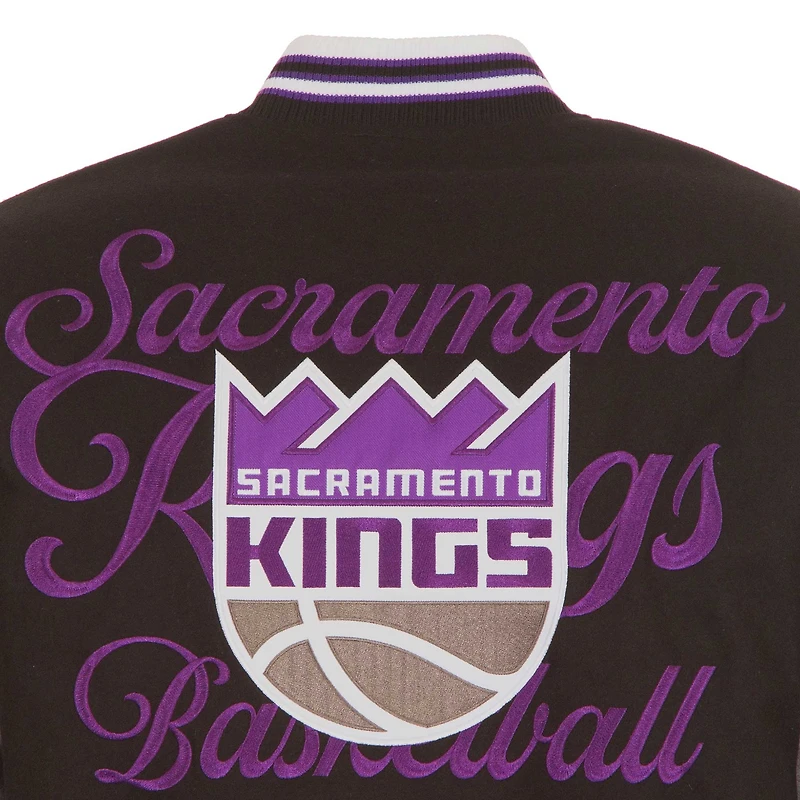 Veste réversible en laine entièrement zippée pour homme JH Design Black Sacramento Kings