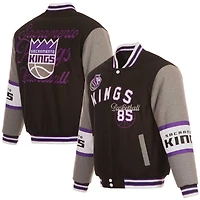 Veste réversible en laine entièrement zippée pour homme JH Design Black Sacramento Kings