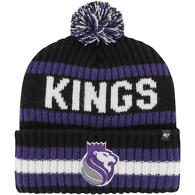 Bonnet en tricot à revers Bering '47 Black Sacramento Kings pour hommes avec pompon