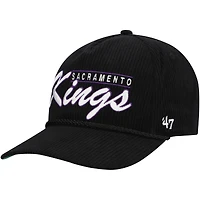 Men's '47  Black Sacramento Kings Double Header Sidepatch Cord Hitch Adjustable Hat