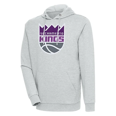 Men's Antigua Heather Gray Sacramento Kings Action Pullover Hoodie