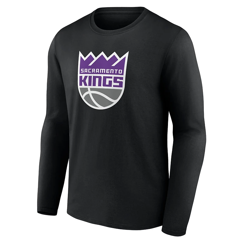 T-shirt noir à manches longues pour homme avec logo principal des Sacramento Kings