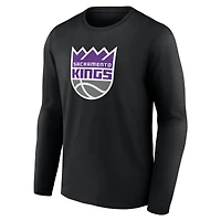 T-shirt noir à manches longues pour homme avec logo principal des Sacramento Kings
