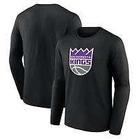 T-shirt noir à manches longues pour homme avec logo principal des Sacramento Kings