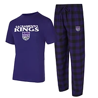 Ensemble t-shirt et pantalon en flanelle Concepts Sport violet/noir Sacramento Kings Avondale pour homme