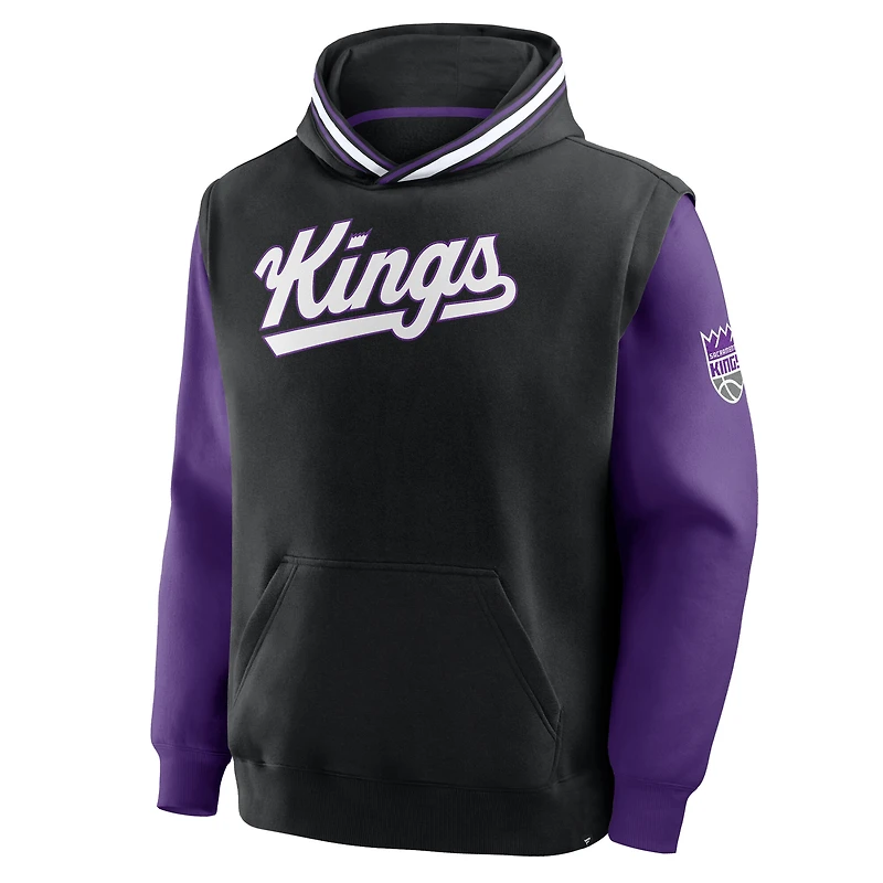 Sweat à capuche Fanatics noir/violet pour homme Sacramento Kings Half Court Shot Clock Fastbreak