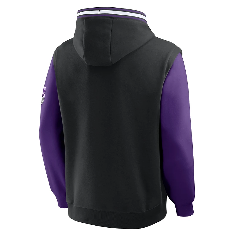 Men's Fanatics  Black/Purple Sacramento Kings Half Court Shot Clock Fastbreak Hoodie