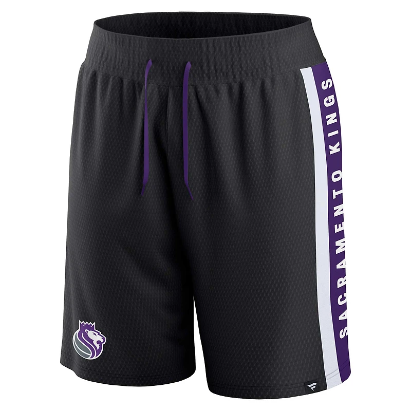 Short en maille emblématique d'arbitre noir des Sacramento Kings Fanatics pour hommes