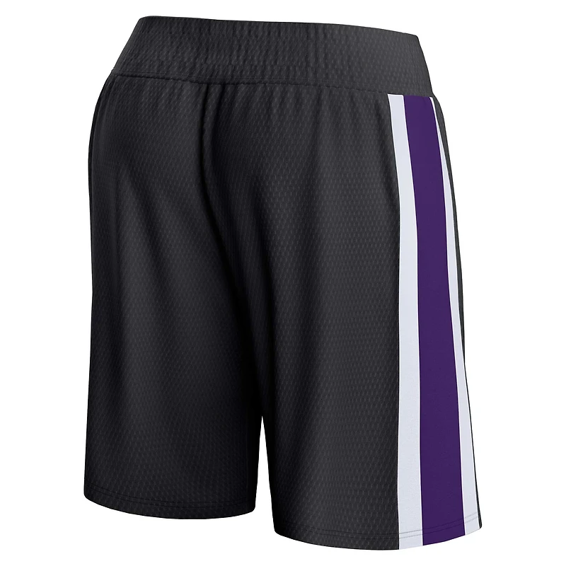 Short en maille emblématique d'arbitre noir des Sacramento Kings Fanatics pour hommes