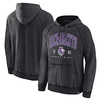 Men's Fanatics Heather Charcoal Sacramento Kings Foul Trouble Snow Wash Raglan Pullover Hoodie
