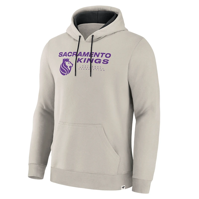 Men's Fanatics Off White Sacramento Kings Crossover Collection Blocked Shot Premium Pullover Hoodie