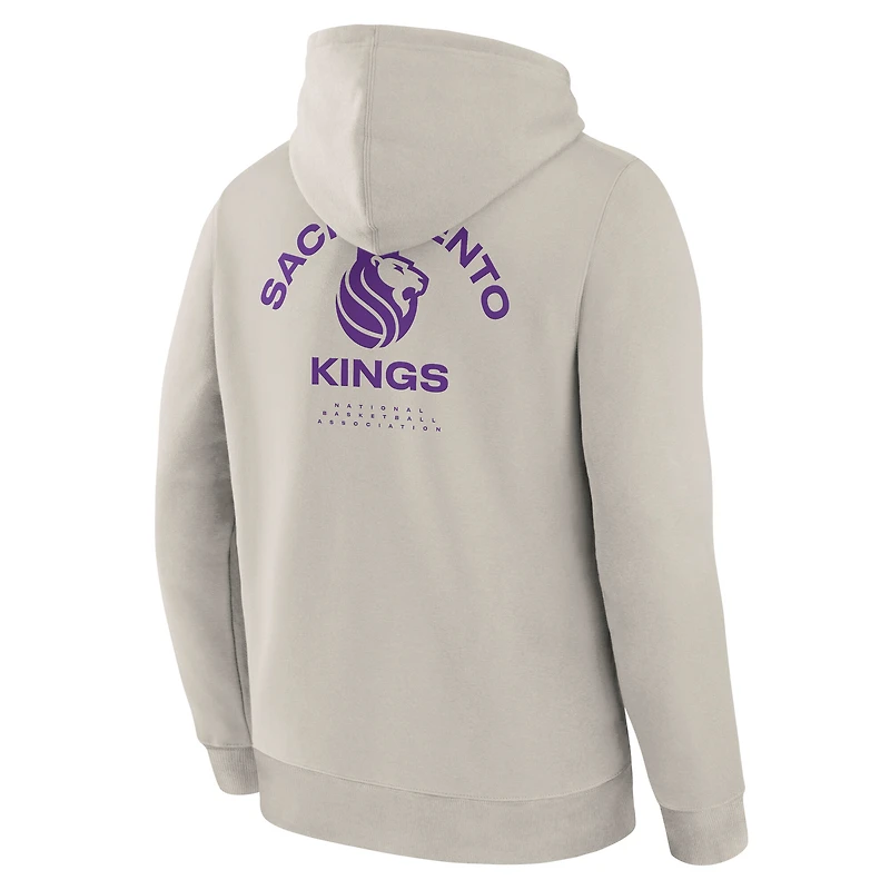 Men's Fanatics Off White Sacramento Kings Crossover Collection Blocked Shot Premium Pullover Hoodie