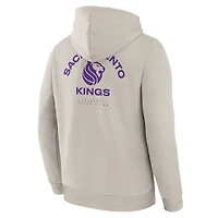 Men's Fanatics Off White Sacramento Kings Crossover Collection Blocked Shot Premium Pullover Hoodie