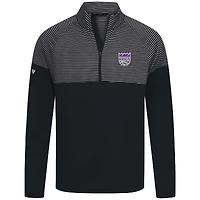 Men's Levelwear Black Sacramento Kings Classic Stripes Quarter-Zip Top