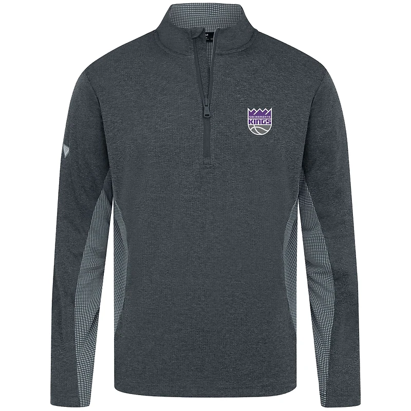 Men's Levelwear Heather Black Sacramento Kings Waffle Insignia 2.0 Quarter-Zip Top