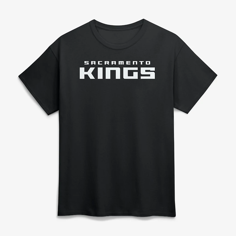 Men's Logo Athletic Black Sacramento Kings Wordmark T-Shirt