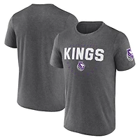 T-shirt d'entraînement pour homme avec logo Athletic Heather Charcoal des Sacramento Kings
