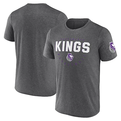 Men's Logo Athletic Heather Charcoal Sacramento Kings Block Practice Performance T-Shirt