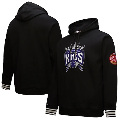 Sweat à capuche épais vintage avec appliqué au point de chaînette noir Sacramento Kings Mitchell & Ness pour homme