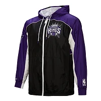 Veste coupe-vent entièrement zippée noire pour homme Mitchell & Ness Hardwood Classics Big Shot des Sacramento Kings